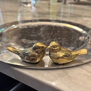 Fun Mexican made metal serving platter with love birds accent